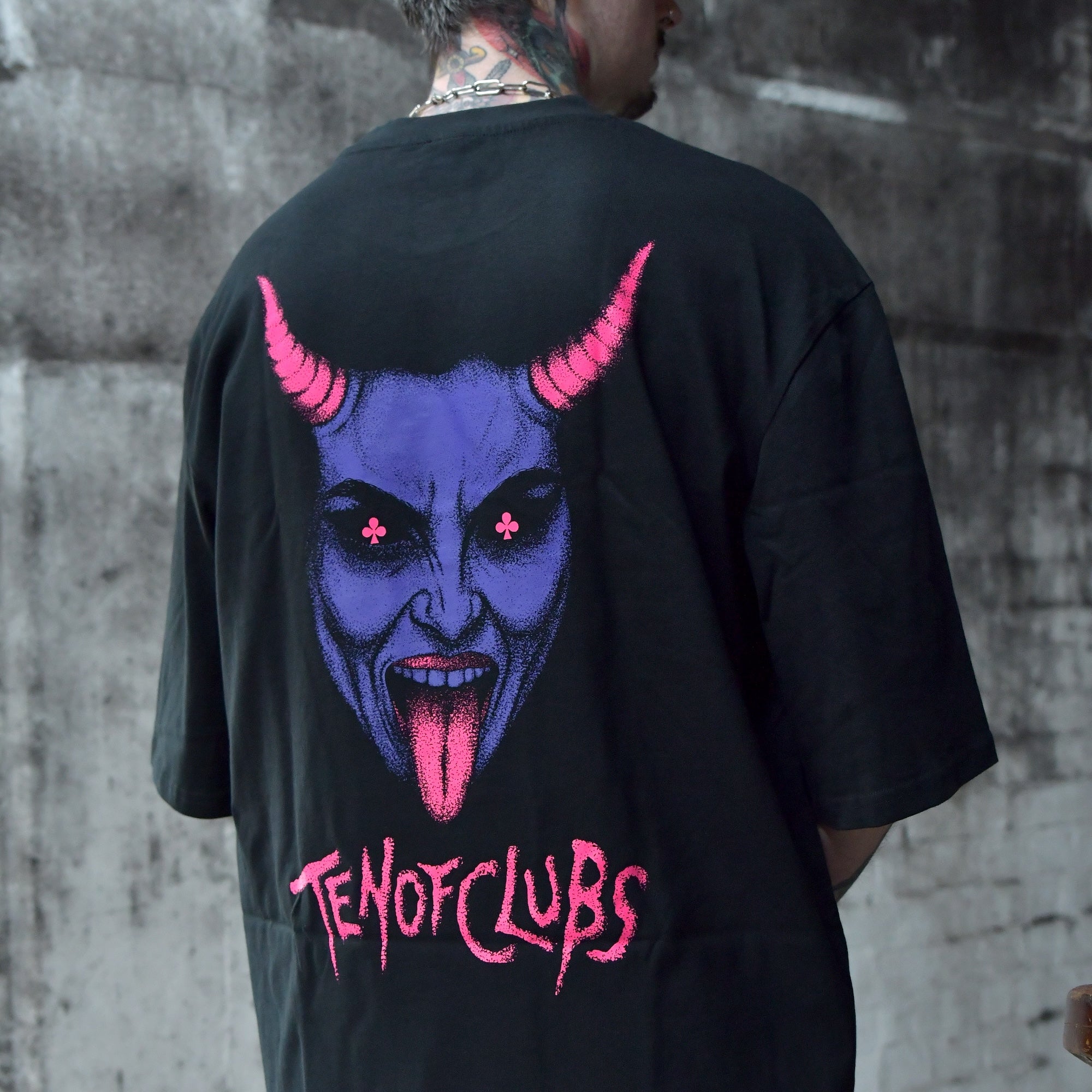 Devil Girl Oversized Tee from TEN OF CLUBS black alt t-shirt back print