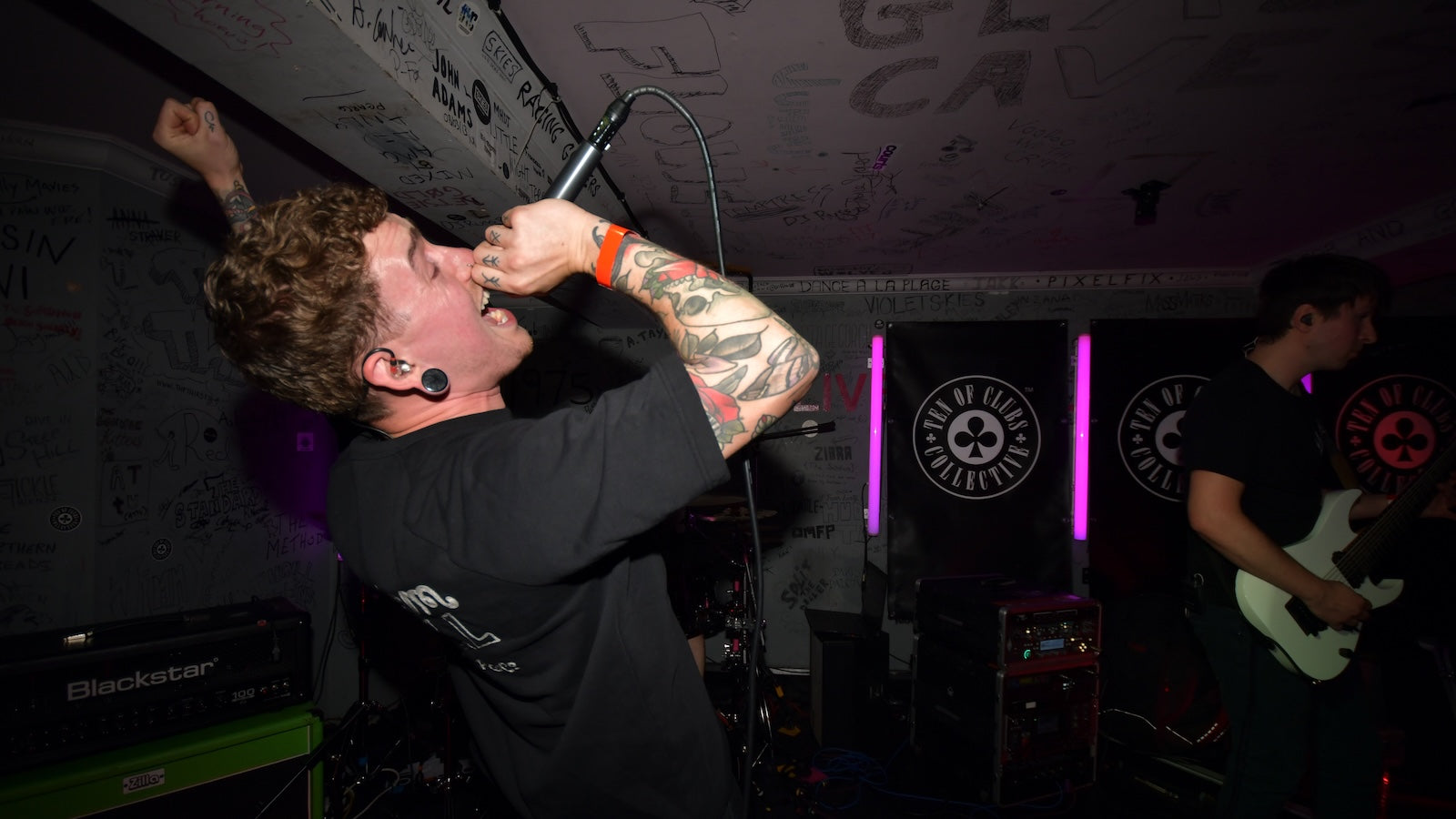 Severed Tongues vocalist Will Hagan performing at TOCstock, the TEN OF CLUBS alternative shindig