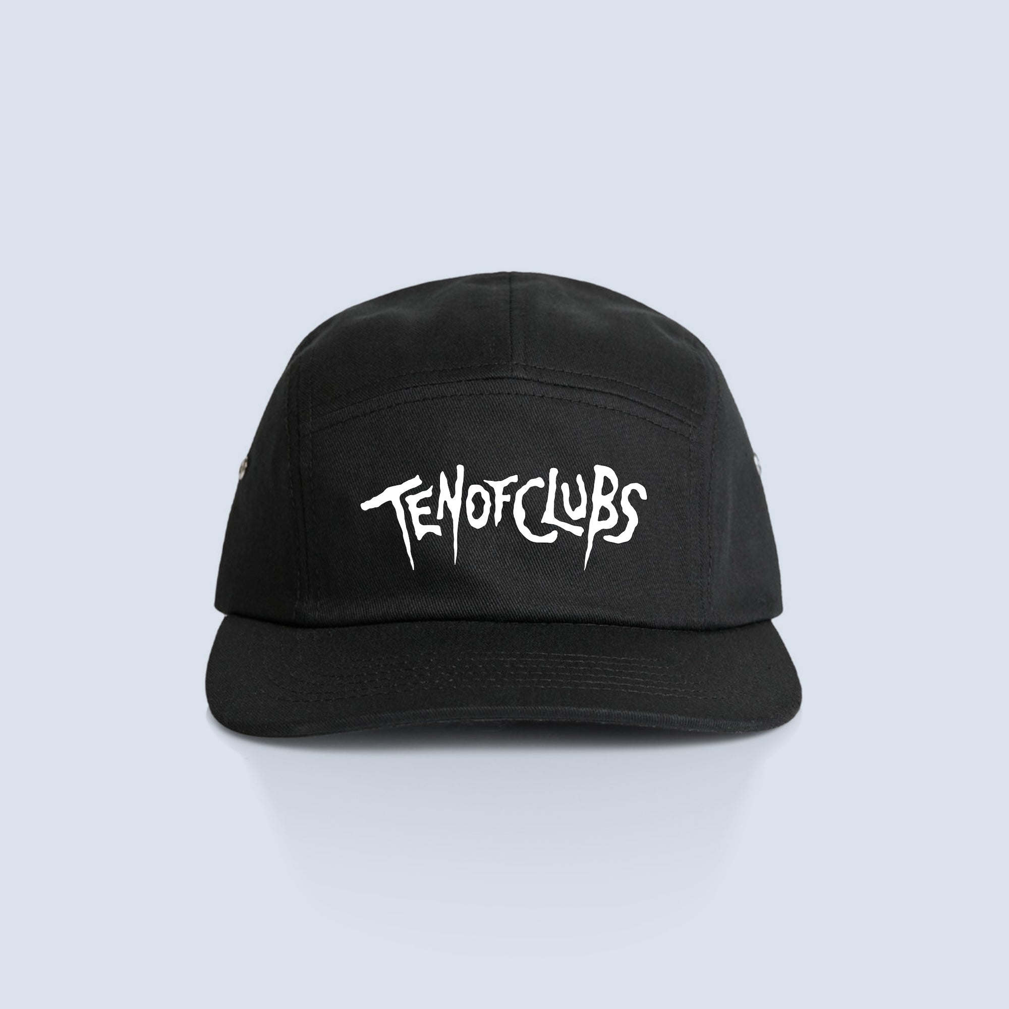TOC 5-Panel Cap in black with TEN OF CLUBS embroidered logo in white