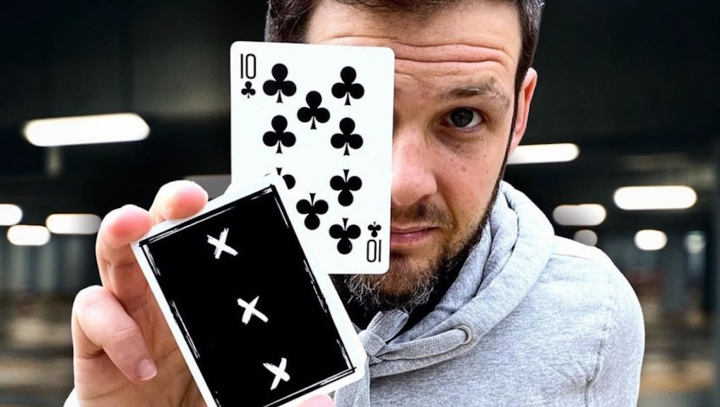 Ash Marlow magician with ten of clubs