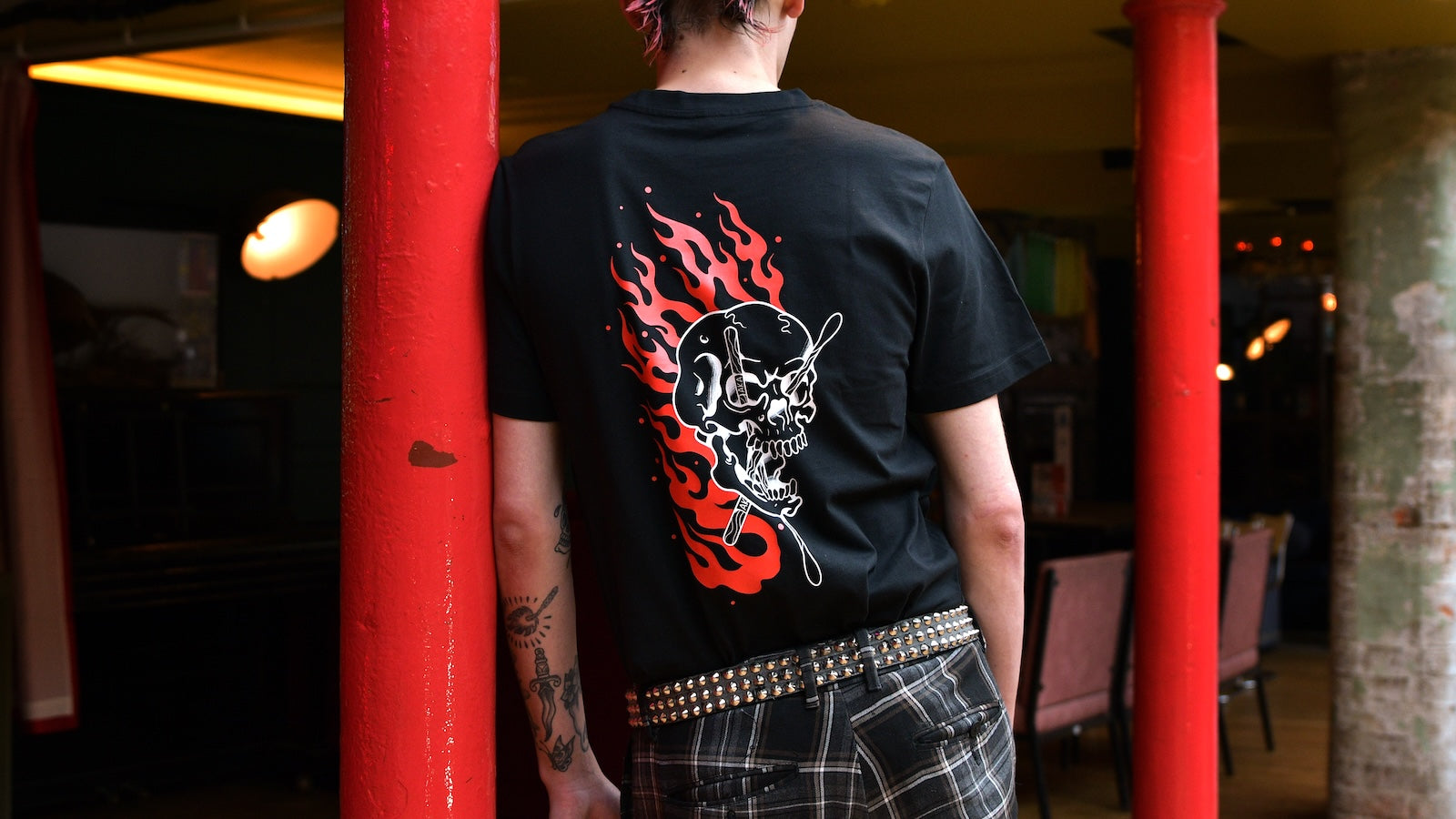 Hellfire Tee burning skull graphic tshirt