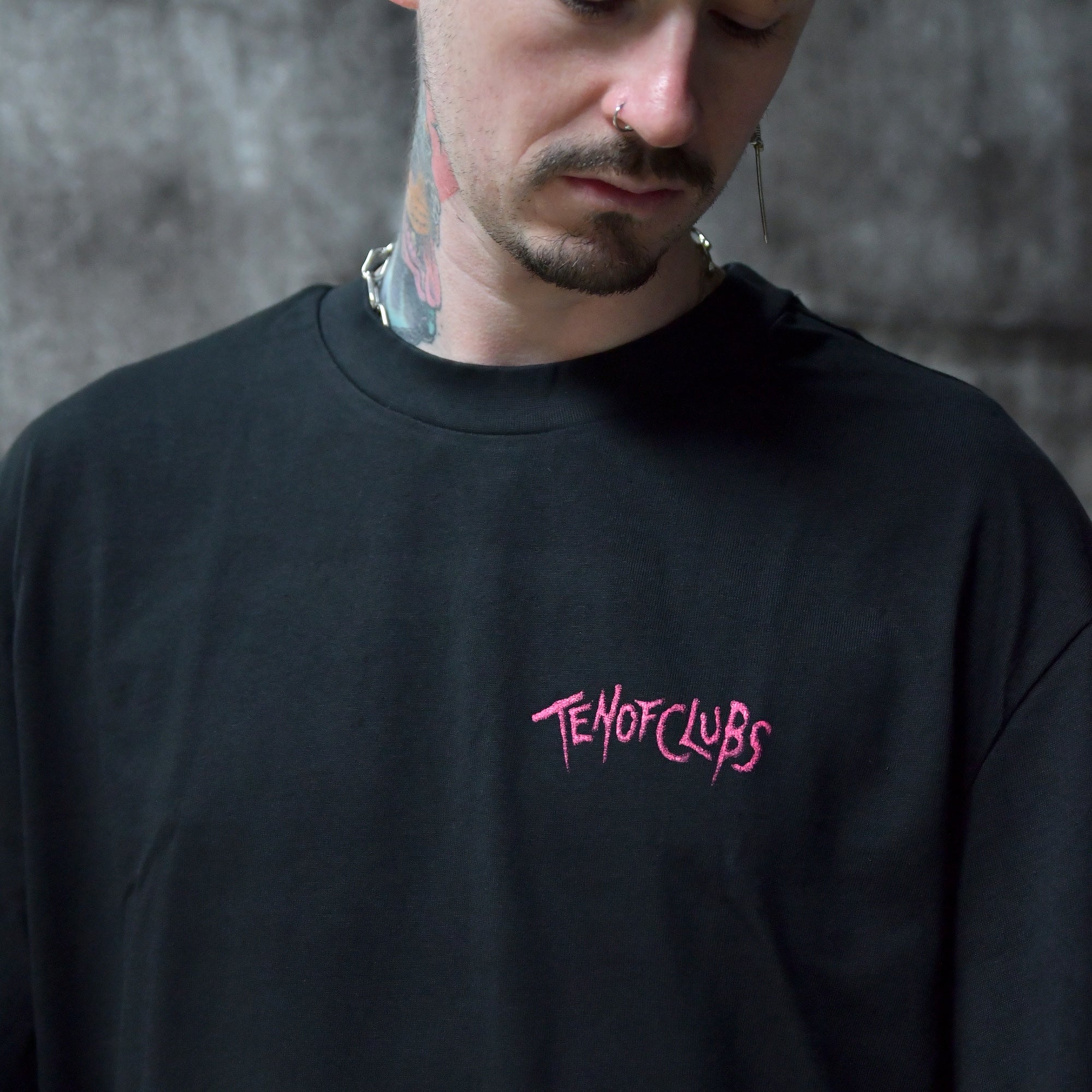 Devil Girl Oversized Tee from TEN OF CLUBS black alt t-shirt chest print