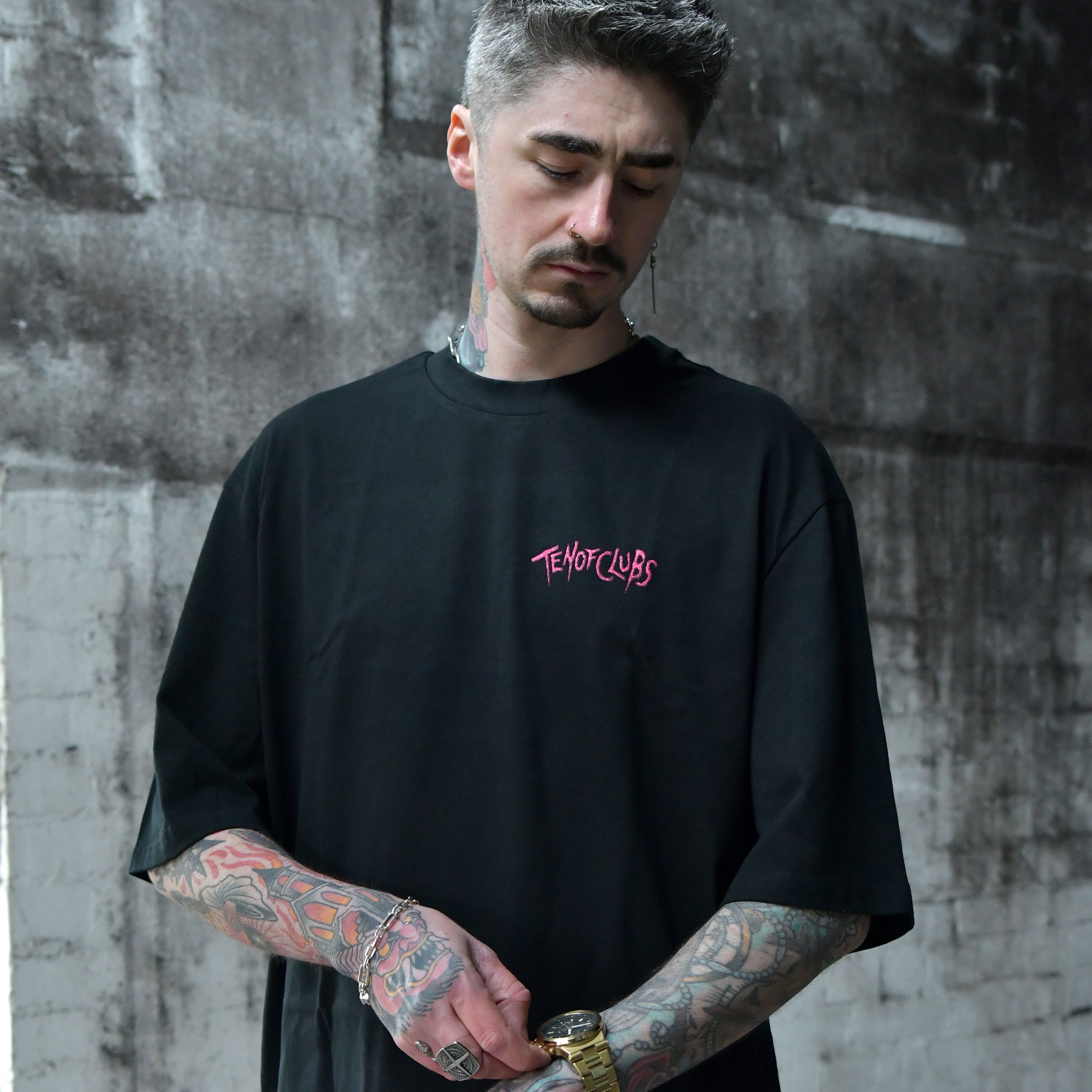 Devil Girl Oversized Tee from TEN OF CLUBS black alt t-shirt chest print