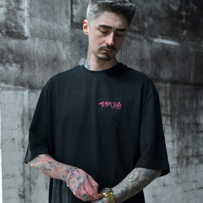 Devil Girl Oversized Tee from TEN OF CLUBS black alt t-shirt chest print