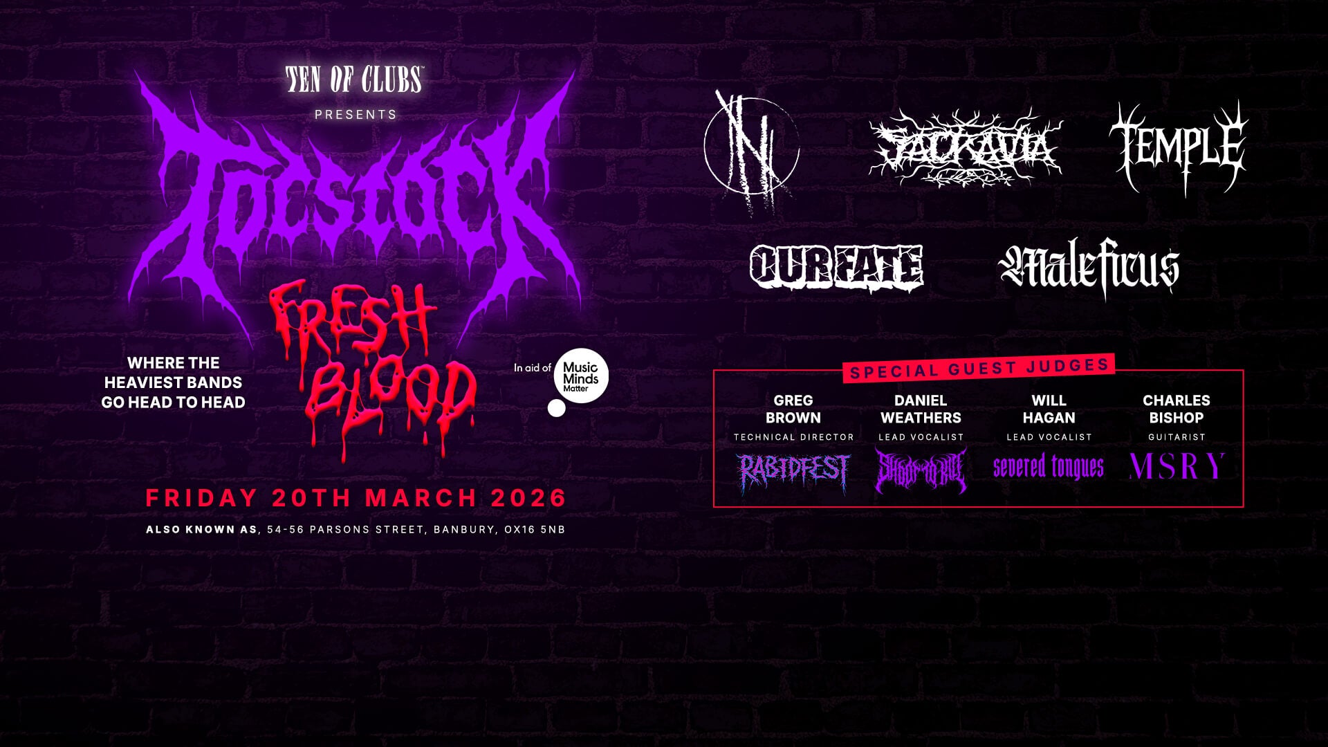 TEN OF CLUBS presents TOCstock Fresh Blood UK metal and heavy music contest