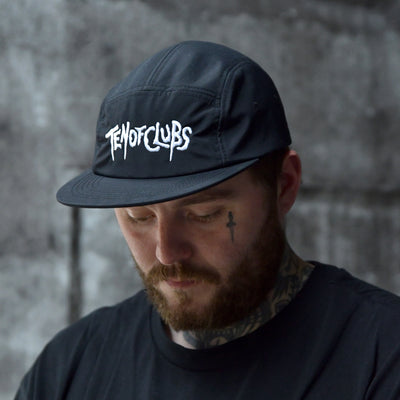 TOC 5-panel black cap with embroidered TEN OF CLUBS logo