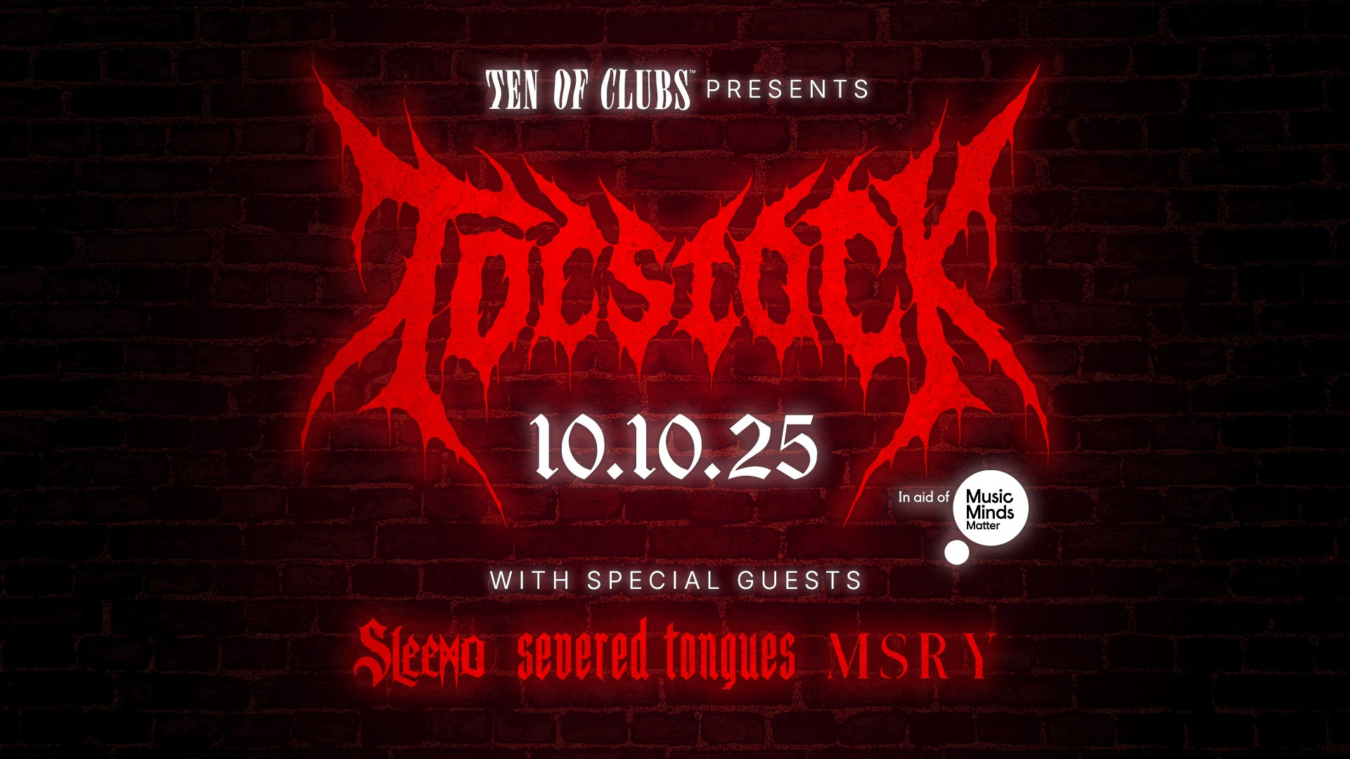 TOCstock alt metal festival poster with special guests MSRY, Severed Tongues, and Sleemo