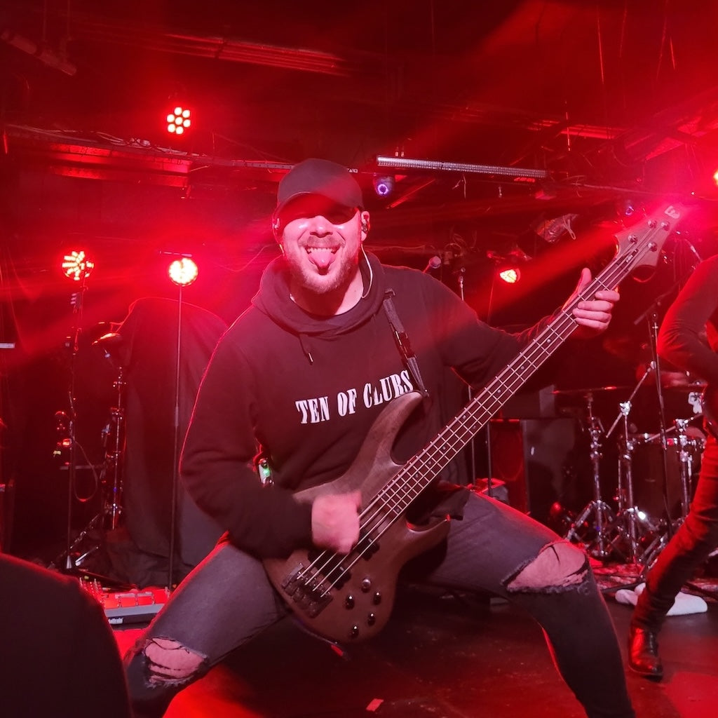 Wave Hoodie modelled by bassist David Silver