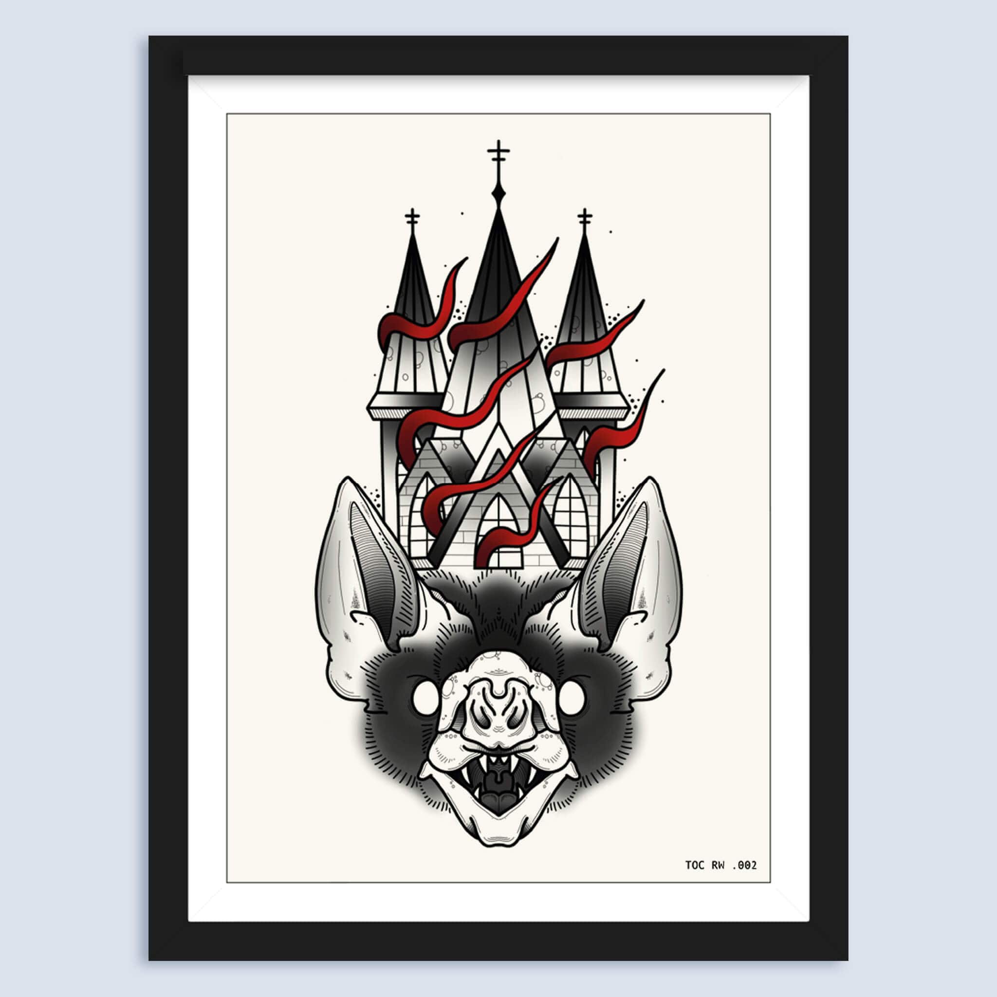 GOTHIC BAT A4 ART PRINT Posters, Prints, & Visual Artwork TEN OF CLUBS