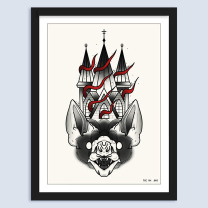 GOTHIC BAT A4 ART PRINT Posters, Prints, & Visual Artwork TEN OF CLUBS