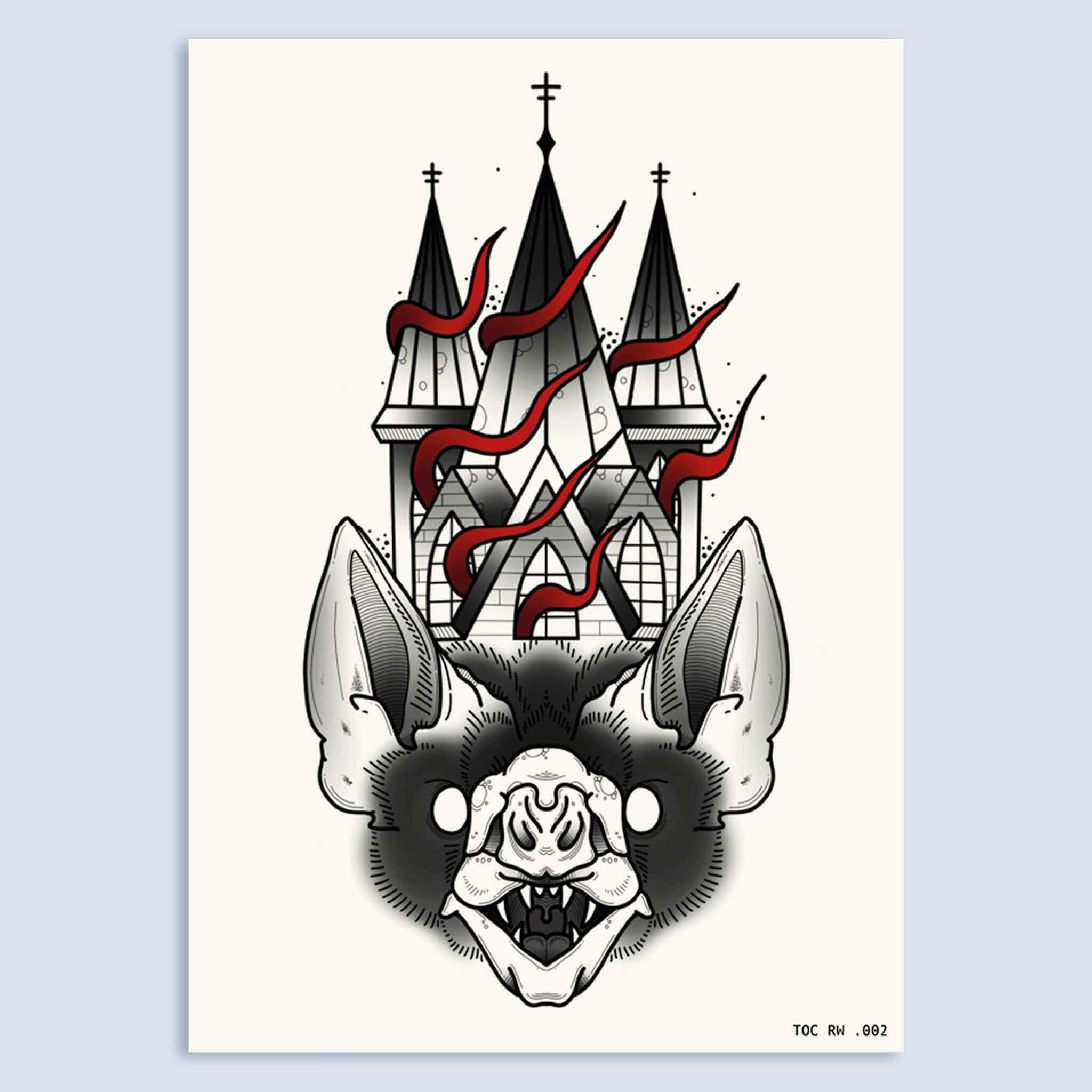 GOTHIC BAT A4 ART PRINT Posters, Prints, & Visual Artwork TEN OF CLUBS