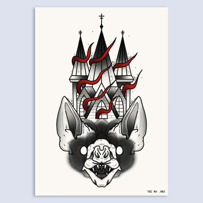 GOTHIC BAT A4 ART PRINT Posters, Prints, & Visual Artwork TEN OF CLUBS