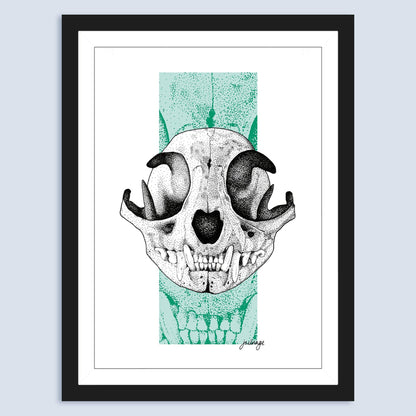 SKULL CAT ART PRINT Posters, Prints, & Visual Artwork TEN OF CLUBS