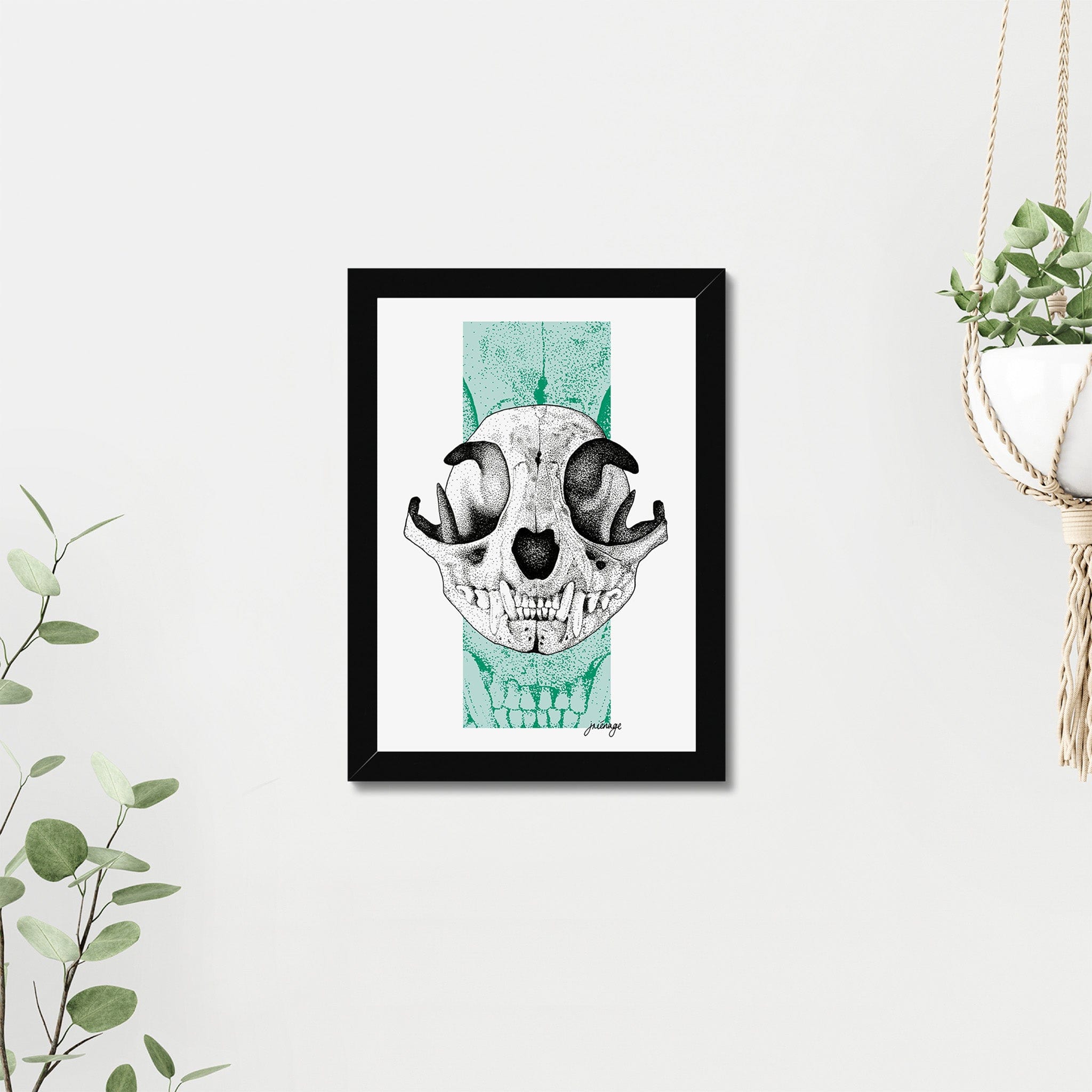 SKULL CAT ART PRINT Posters, Prints, & Visual Artwork TEN OF CLUBS