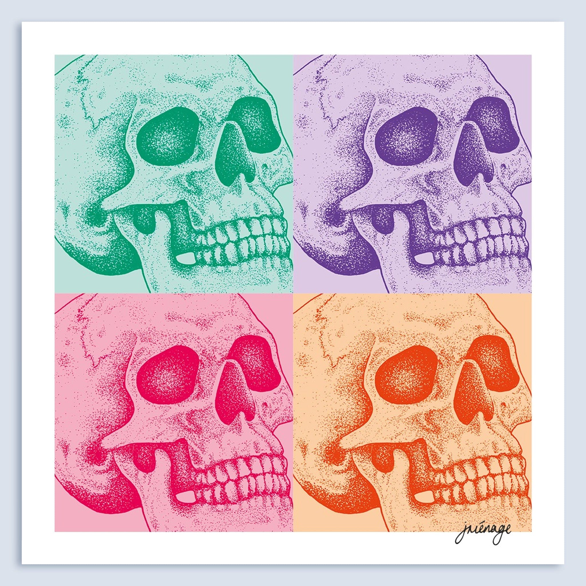 SKULL QUAD ART PRINT Posters, Prints, & Visual Artwork TEN OF CLUBS