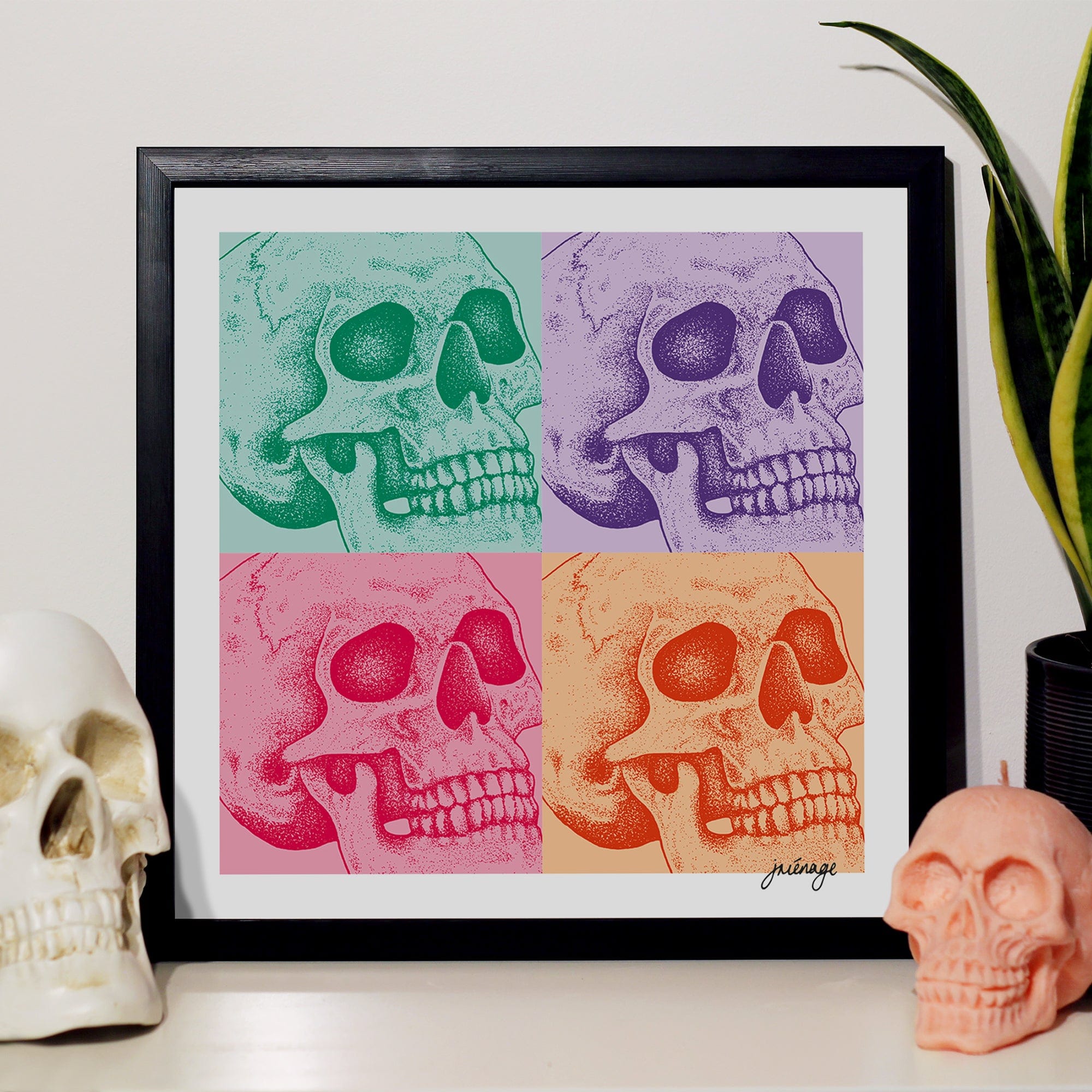 SKULL QUAD ART PRINT Posters, Prints, & Visual Artwork TEN OF CLUBS