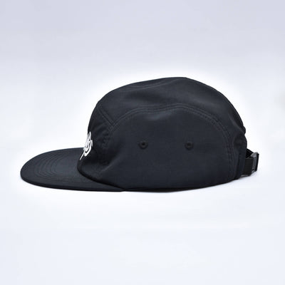 TOC 5-Panel Cap in black with TEN OF CLUBS embroidered logo in white, photographed from the right side against a clean white studio background.