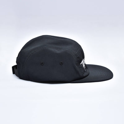 TOC 5-Panel Cap in black with TEN OF CLUBS embroidered logo in white, photographed from the right side against a clean white studio background.